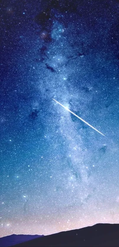 Vibrant starry night sky with shooting star and blue gradient.