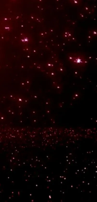 Starry red night wallpaper with cosmic sparkles.