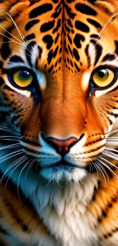 Close-up artistic depiction of a vibrant tiger in high definition.