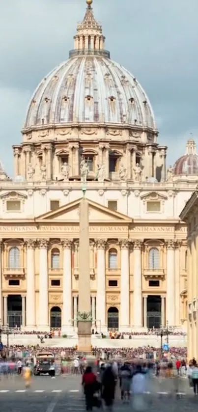 Stunning view of St. Peter's Basilica in Vatican City with a bright sky.