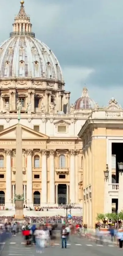 Vatican cityscape wallpaper featuring St. Peter's Basilica under a clear blue sky.