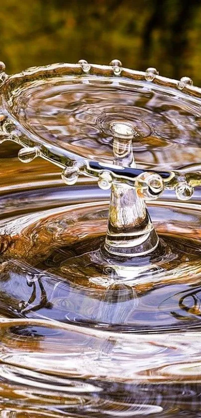 Artistic water splash captured in photography with bronze hues and intricate design.