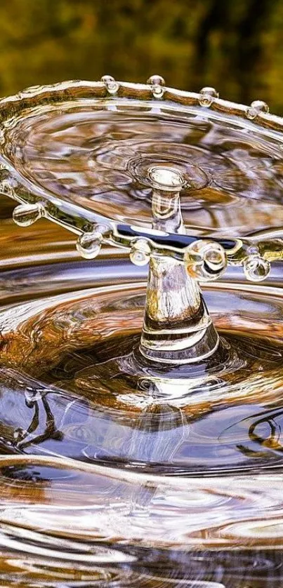 Close-up of a clear water splash forming intricate patterns.