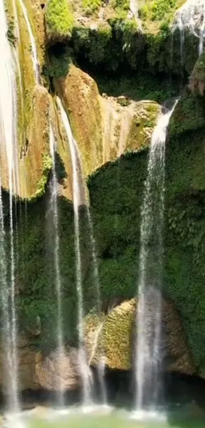 A breathtaking waterfall in lush nature.