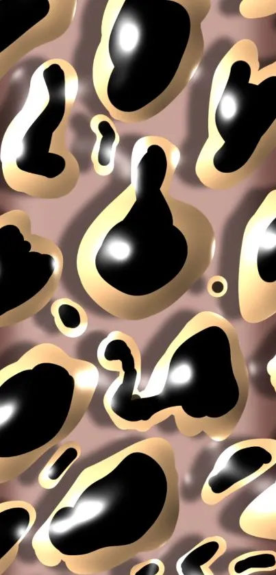 Abstract leopard pattern wallpaper in beige and black with stylish design elements.