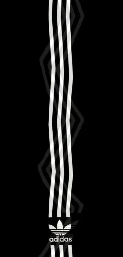 Adidas logo with vertical stripes on a black background mobile wallpaper.