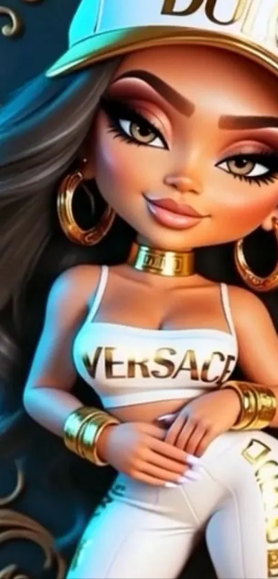 Stylish, colorful animated character wallpaper for mobile phones.