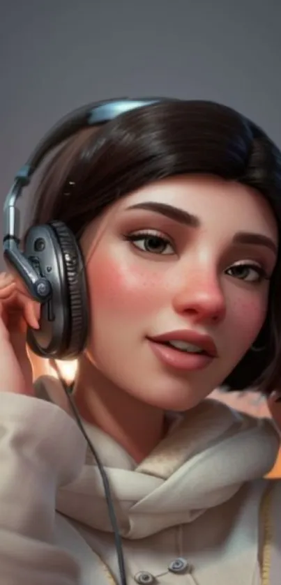 Stylized art of person with headphones, soft colors.