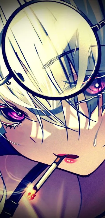 Stylish anime character with striking violet eyes.