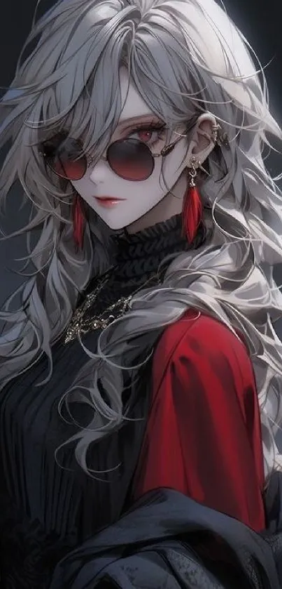 Elegant anime portrait with sunglasses and accessories.