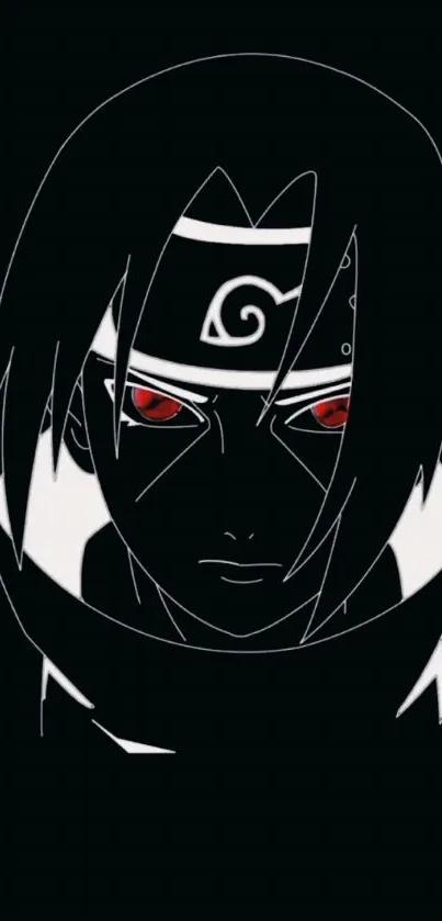 Anime character with red eyes on a dark background.