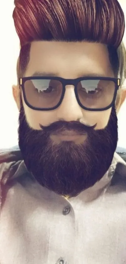 Mobile wallpaper with a stylish beard filter and sunglasses.