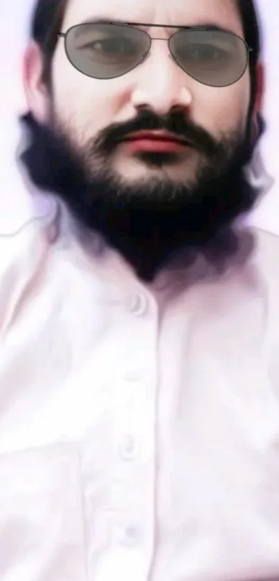 Stylish bearded man wearing sunglasses and white shirt