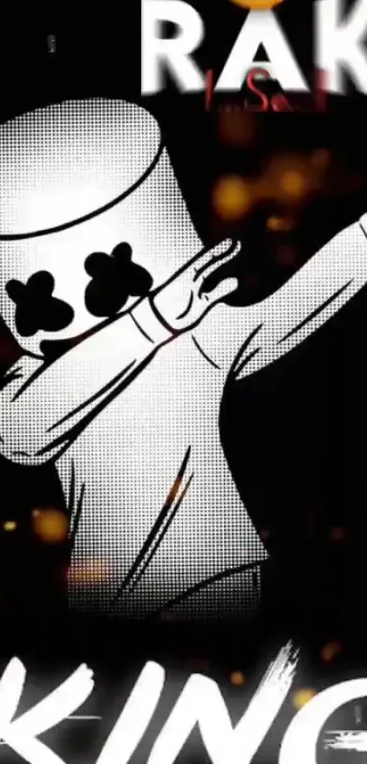 Black and white dabbing character art wallpaper.