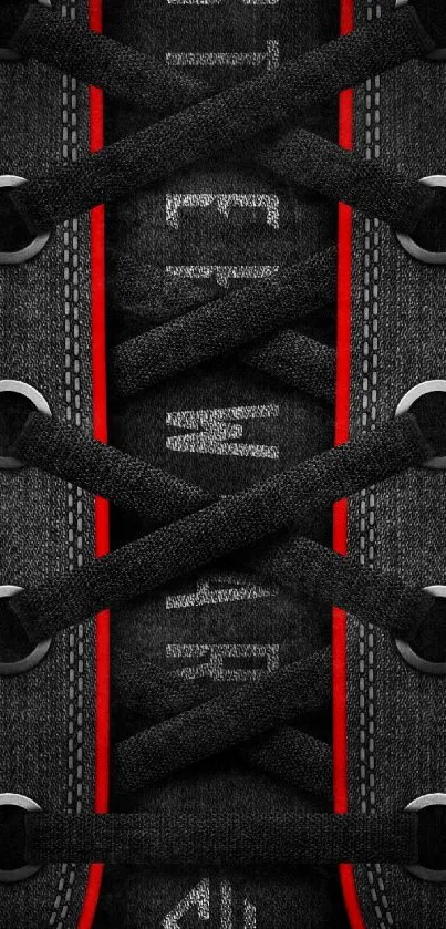 Edgy black laced phone wallpaper with red accents.