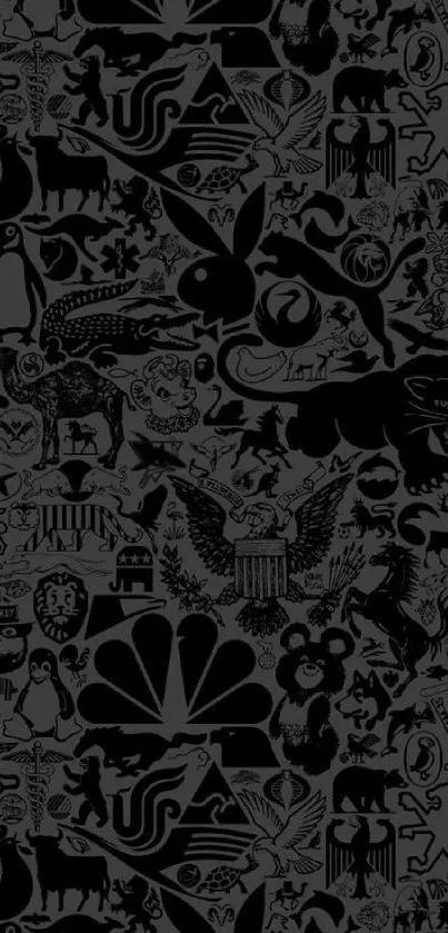 Black wallpaper with intricate symbols and patterns for mobile.