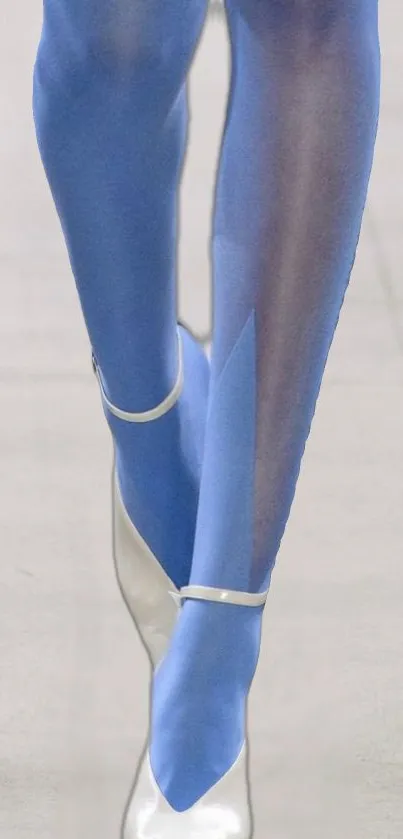 Fashionable blue stockings with sleek heels.