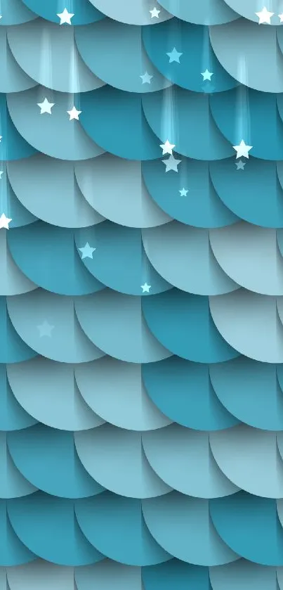 Blue scallop pattern wallpaper with geometric design