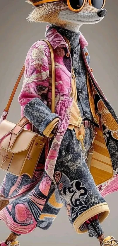 Fashionable cartoon fox in stylish attire.