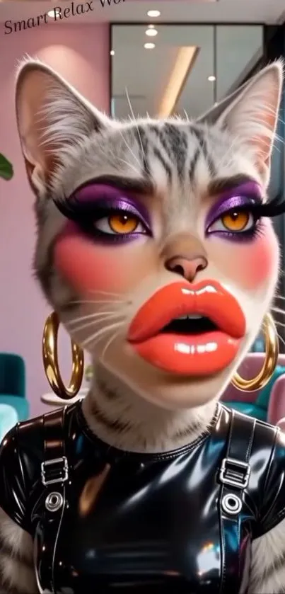 Fashionable cat in a chic modern lounge