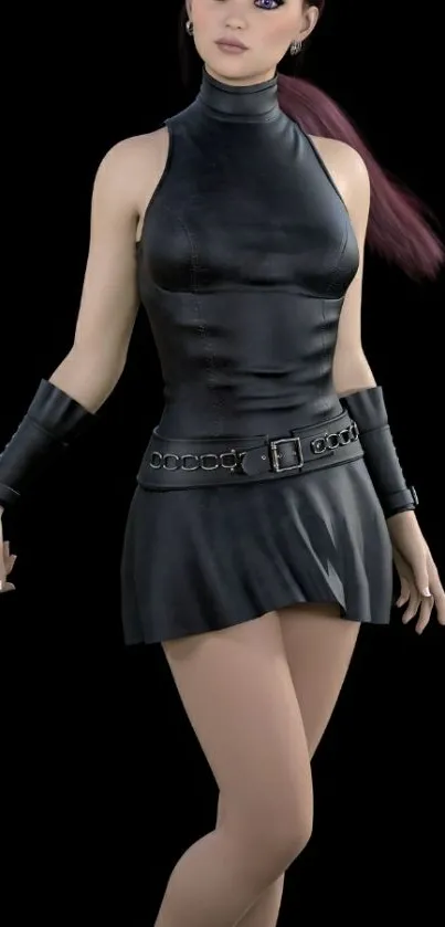 3D character in black stylish outfit wallpaper.