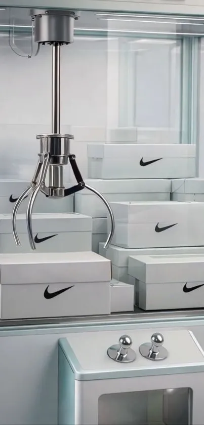 Claw machine with sneaker boxes stylish wallpaper.