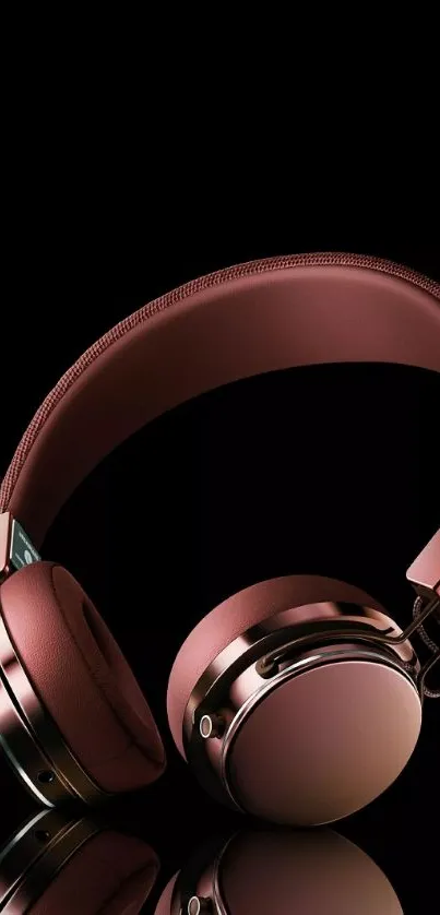 Stylish copper headphones on a black background wallpaper.