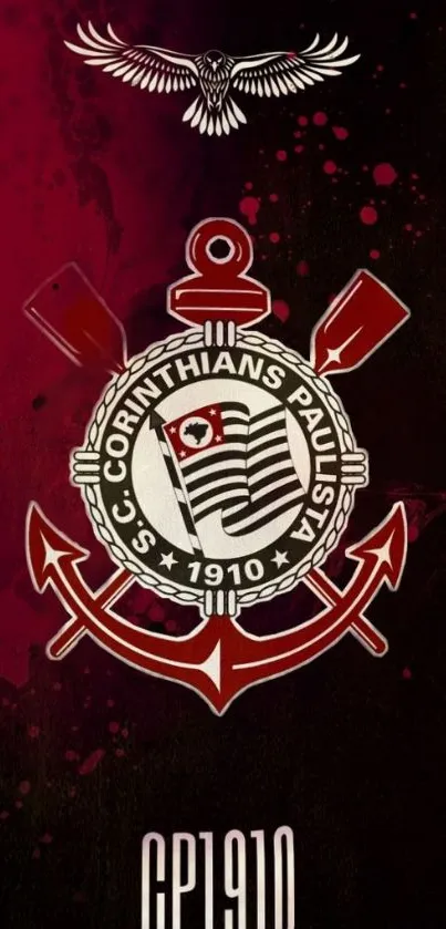 Corinthians emblem on maroon and black background wallpaper.