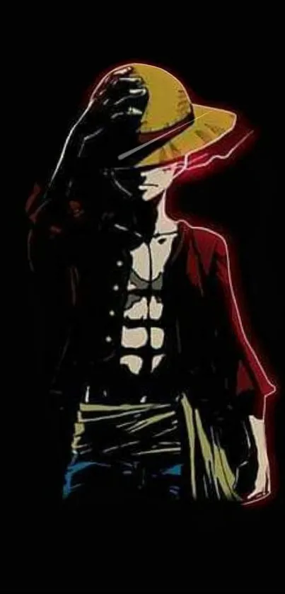 Anime character in a yellow hat with a dark, stylish background.