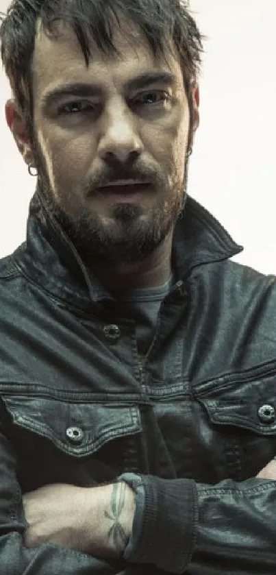 Rugged look with denim jacket mobile wallpaper