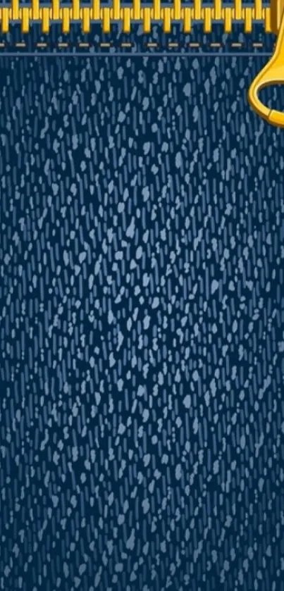 Stylish denim wallpaper with golden zipper