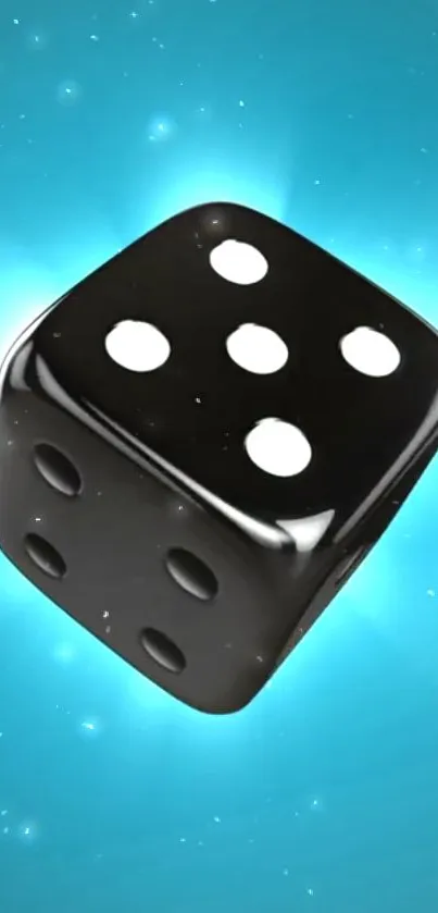 Black dice on a vibrant sky blue background.