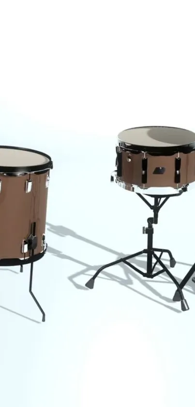 Minimalist drum set mobile wallpaper in stylish brown.