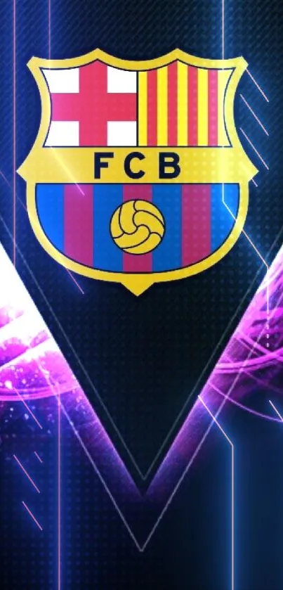 Dynamic FC Barcelona logo on vibrant background.