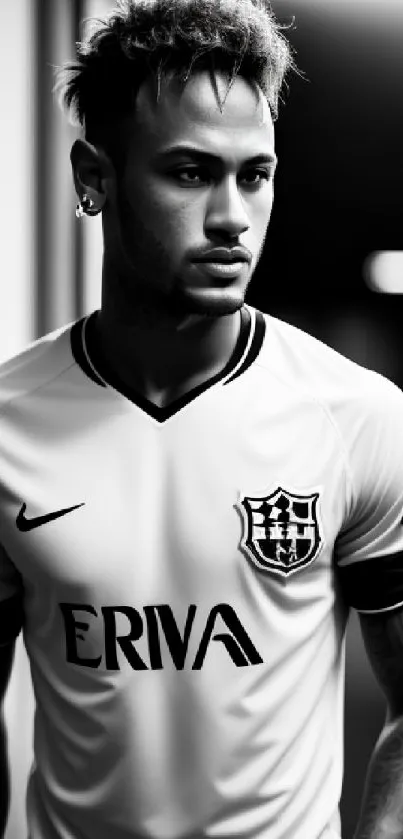 Black and white football player in jersey mobile wallpaper.