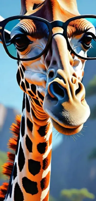 A whimsical giraffe wearing glasses in a vibrant digital art style.