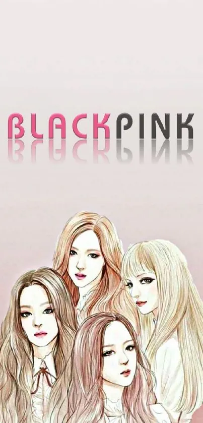 Stylish mobile wallpaper with popular girl group illustration.