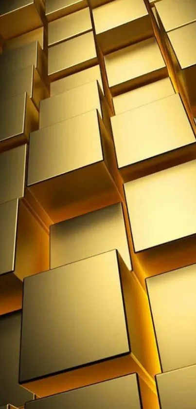 3D gold blocks mobile wallpaper with a modern aesthetic.