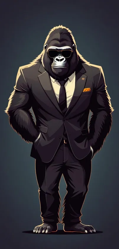 Gorilla in a suit, stylish mobile wallpaper.