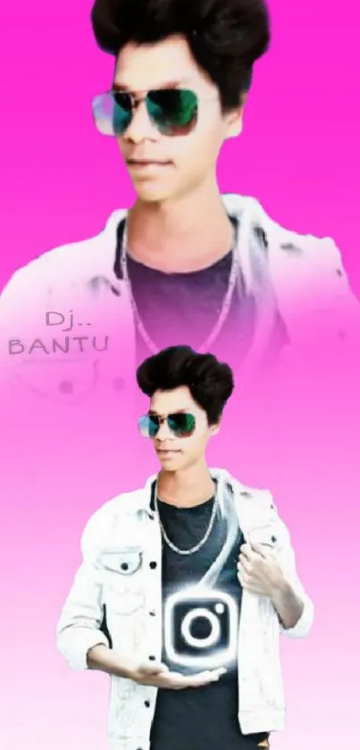 Stylish DJ wallpaper with pink gradient background.