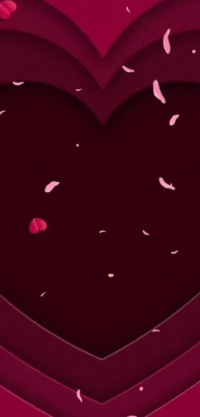 Heart-themed wallpaper with pink petals.