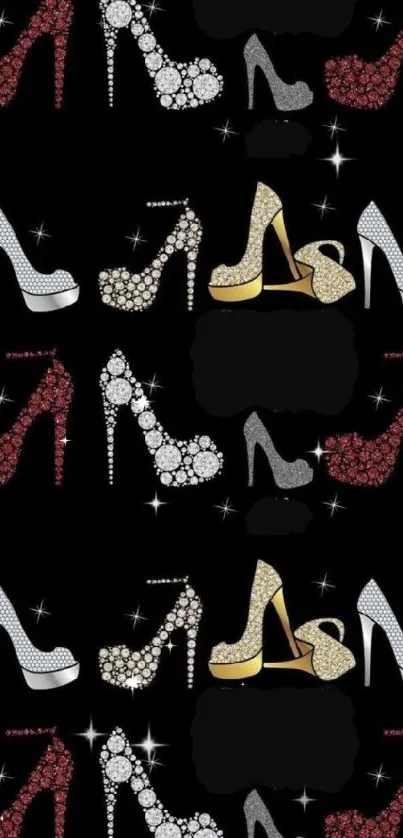 Elegant high heels pattern on a stylish black background.