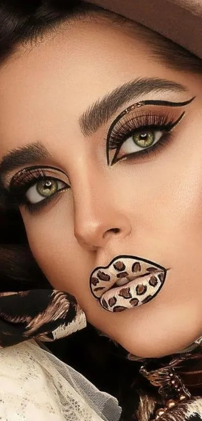 Leopard print makeup with stylish design.