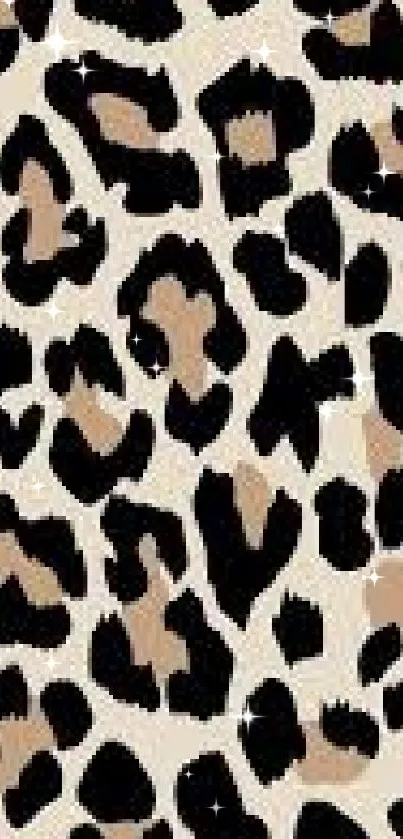 Leopard print wallpaper with beige and black pattern.