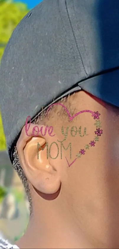 Love You Mom wallpaper with vibrant colors and heartfelt message on a cap.