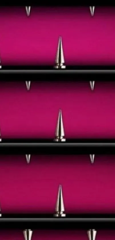 Bold magenta wallpaper with metallic spikes design.