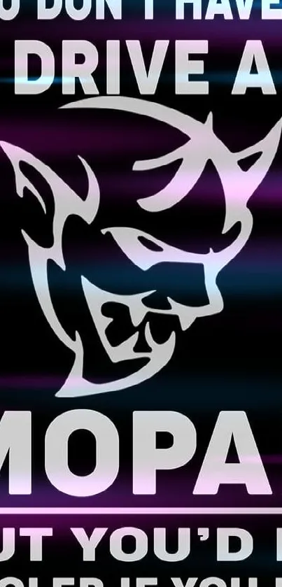 Mopar devil design on black background for mobile wallpaper.