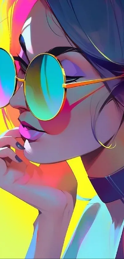 Stylish neon art portrait with vibrant colors.