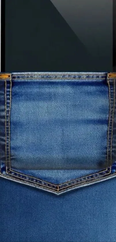 Mobile phone tucked in denim pocket wallpaper.