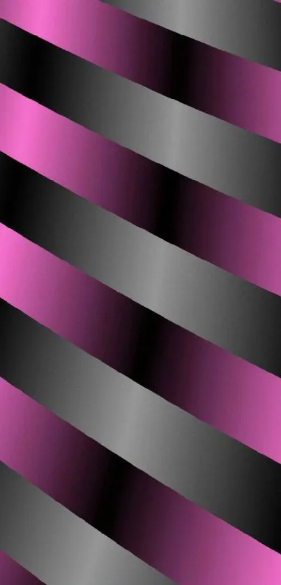 Pink and black striped wave mobile wallpaper.